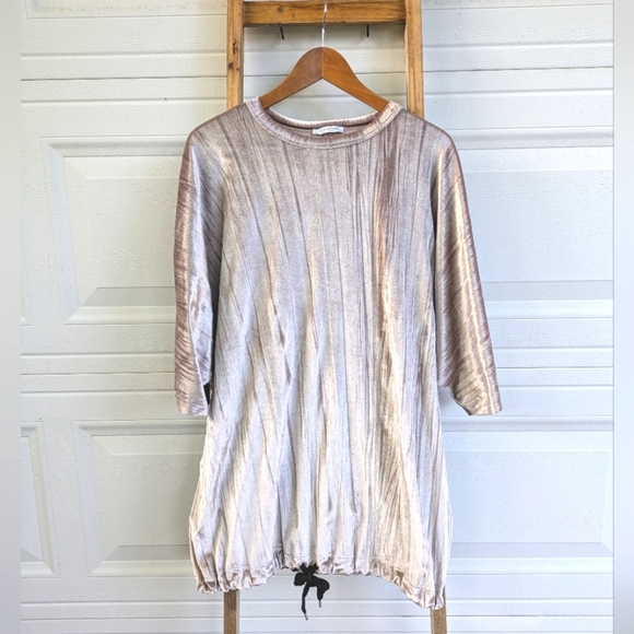 Zara Tops - Zara Medium Beige Velvet Oversized Shirt